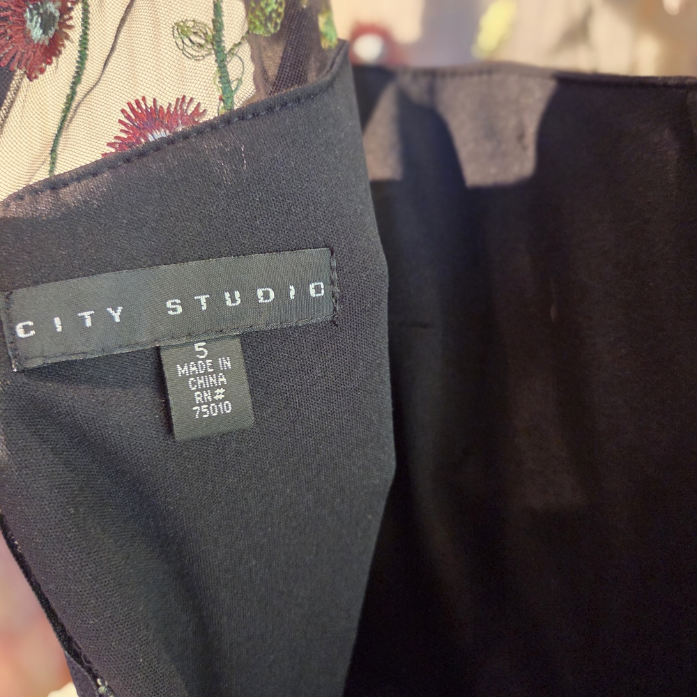 City Studio Black Dress with Floral Embroidery - Picture 6 of 6